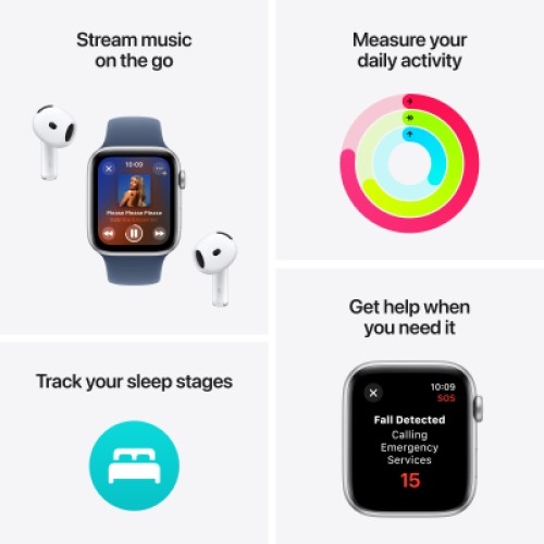 Смарт-часы Apple Watch SE GPS + Cellular 40mm Silver Aluminium Case with Blue Cloud Sport Loop (MXGE3QH/A)