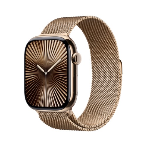 Смарт-часы Apple Watch Series 10 GPS + Cellular 46mm Gold Titanium Case with Gold Milanese Loop - S/M (MC7T4QH/A)