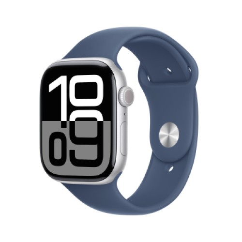 Смарт-часы Apple Watch Series 10 GPS + Cellular 42mm Silver Aluminium Case with Denim Sport Band - S/M (MWX33QH/A)