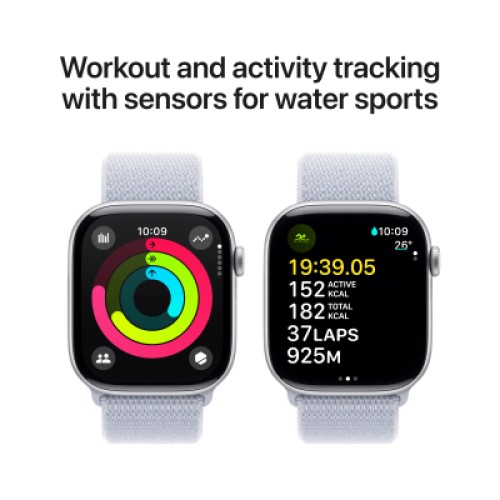 Смарт-часы Apple Watch Series 10 GPS + Cellular 42mm Silver Aluminium Case with Blue Cloud Sport Loop (MWX53QH/A)