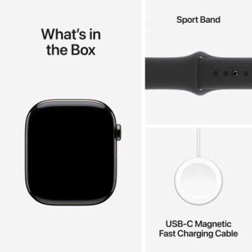 Смарт-часы Apple Watch Series 10 GPS + Cellular 42mm Slate Titanium Case with Black Sport Band - S/M (MWXG3QH/A)