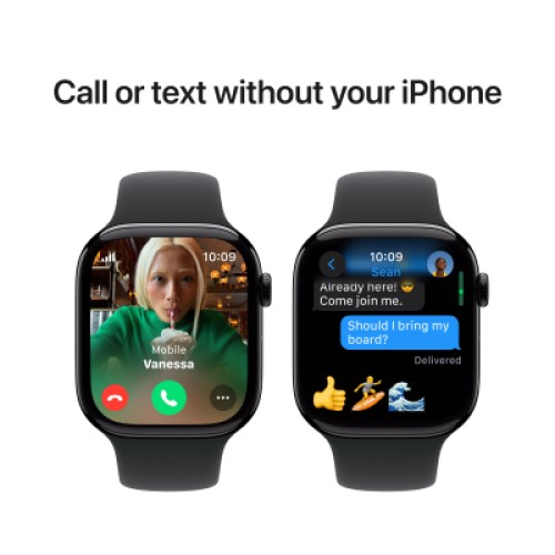 Смарт-часы Apple Watch Series 10 GPS + Cellular 46mm Jet Black Aluminium Case with Black Sport Band - S/M (MWY33QH/A)