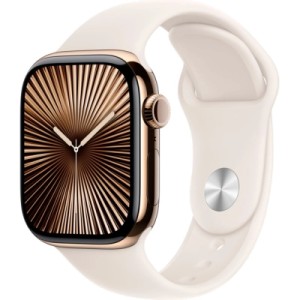 Смарт-часы Apple Watch Series 10 GPS + Cellular 42mm Gold Titanium Case with Starlight Sport Band - M/L (MX073QH/A)