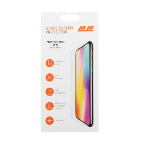 Стекло защитное 2E Apple iPhone 16 Pro(6.3) 2.5D FCFG black (2E-IP-16P-6.3-SMFCFG-BB)