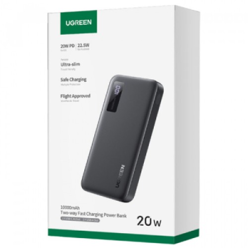 Батарея универсальная Ugreen 10000mAh 20W PD, QC/3.0, USB-A, USB-C Black (PB311) (25742)