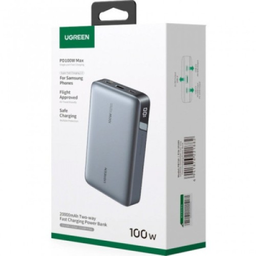 Батарея универсальная Ugreen 20000mAh 100W PD, QC, USB-A, 2xUSB-С Grey (PB720) (25188)