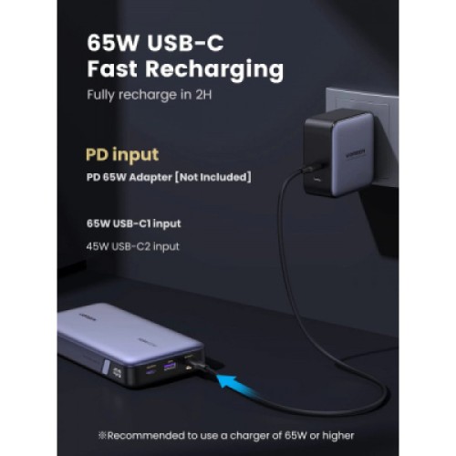Батарея универсальная Ugreen 25000mAh 145W PD/3.0, QC/3.0, наскр. живл. 65Вт (PB205) (90597A)
