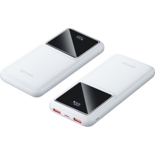 Батарея универсальная Vention 10000mAh 22.5W 3A PD, QC/3.0, LED Display, White (FHKW0)