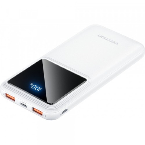 Батарея универсальная Vention 10000mAh 22.5W 3A PD, QC/3.0, LED Display, White (FHKW0)