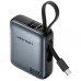 Батарея универсальная Vention 10000mAh 35W 3A PD, Type-C in/out, Built-in USB-C Cable, LED Display,Gray (FHEH0)