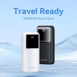 Батарея універсальна Vention 20000mAh 22.5W 3A, PD, QC/3.0, LED Display, Black (FHLB0)