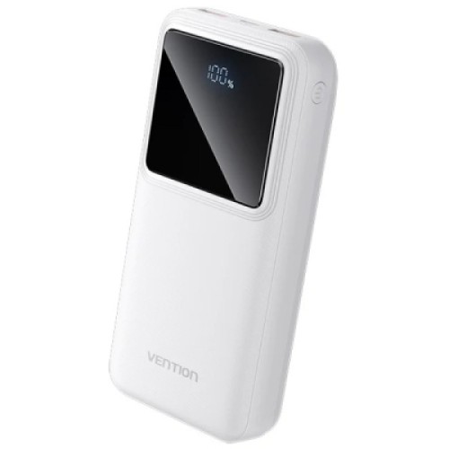 Батарея универсальная Vention 20000mAh 22.5W 3A, PD, QC/3.0, LED Display, White (FHLW0)