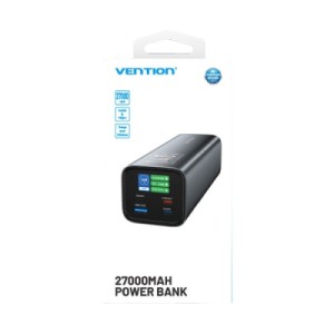 Батарея универсальная Vention 27000mAh 140W 5A PD, QC/3.0, 2xUSB-C, USB-A, LED Display, Gray (FHVH0)