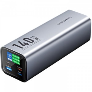Батарея универсальная Vention 27000mAh 140W 5A PD, QC/3.0, 2xUSB-C, USB-A, LED Display, Gray (FHVH0)