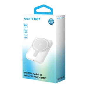 Батарея универсальная Vention Magnetic Wireless 5000mAh 20W 3A, PD USB-C, Light Indicator, White (FHSW0)