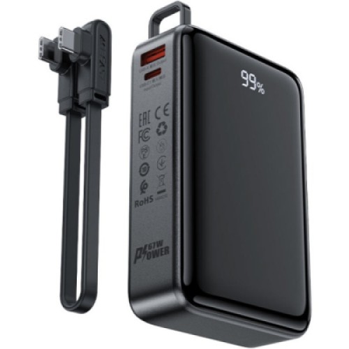 Батарея универсальная Acefast 20000mAh 67W PD/3.0, 20В/3.35A Type-C, USB-A, with cable, Li-ion M4 Black (6974316282723)