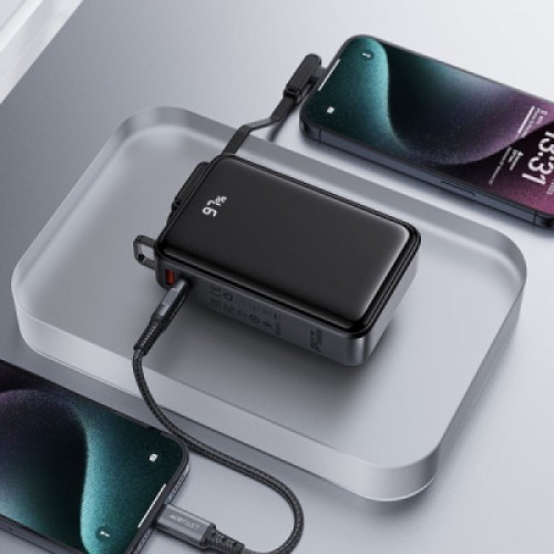 Батарея универсальная Acefast 20000mAh 67W PD/3.0, 20В/3.35A Type-C, USB-A, with cable, Li-ion M4 Black (6974316282723)