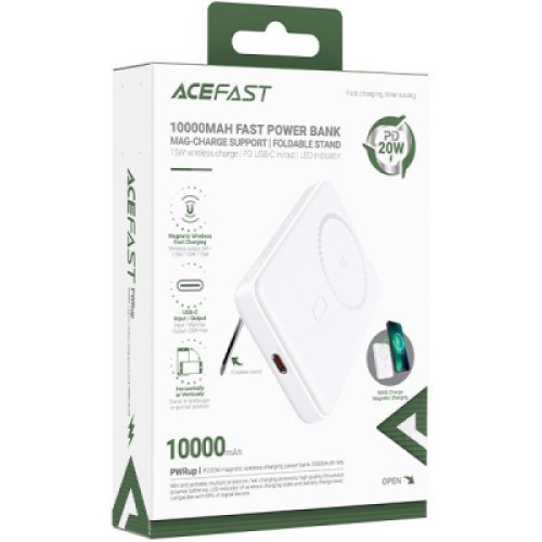 Батарея универсальная Acefast Magnetic Wireless 10000mAh 20W PD, QC/3.0, QI 20W, M6 White (6974316282617)