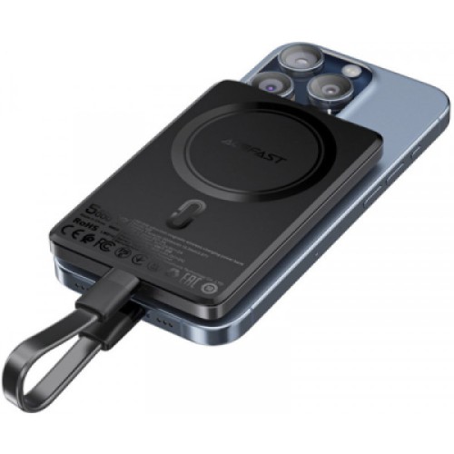 Батарея универсальная Acefast Magnetic Wireless 5000mAh 18W PD, QC/3.0, QI 7.5W, ультра тонкий, M8 Bllack (6974316283386)