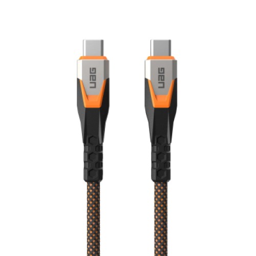 Дата кабель USB-C to USB-C 0.75m v3.2 240W Rugged double braided nylon black+orange UAG (9B4415114097)