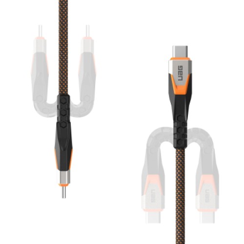 Дата кабель USB-C to USB-C 0.75m v3.2 240W Rugged double braided nylon black+orange UAG (9B4415114097)