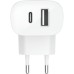 Зарядное устройство Belkin USB-C PD25W + USB QC12W 37W White (WCB007VFWH)