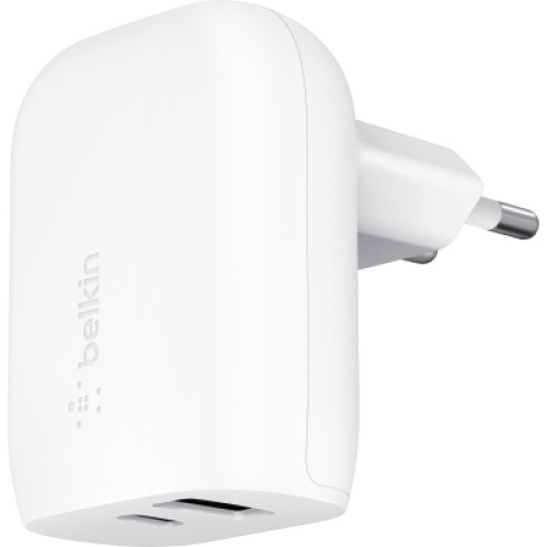 Зарядное устройство Belkin USB-C PD25W + USB QC12W 37W White (WCB007VFWH)