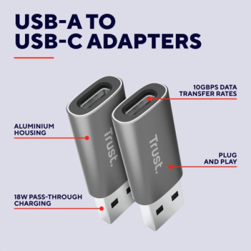 Переходник USB-C to USB-A 3.2 Adapter 2-Pack Trust (25573_TRUST)