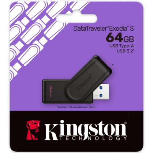 USB флеш накопитель Kingston 64GB DataTraveler Exodia S Black USB 3.2 (DTXS/64GB)