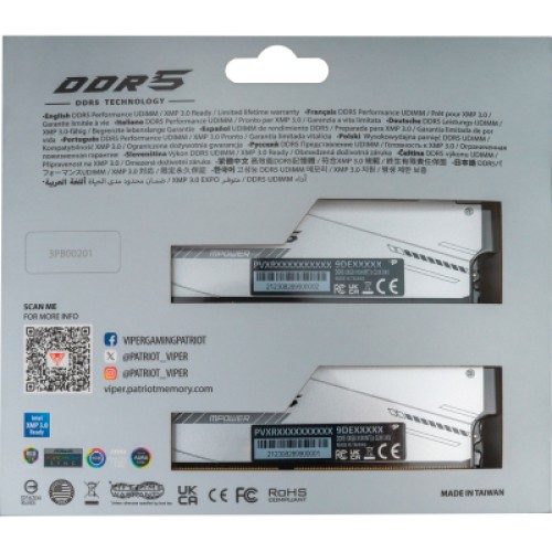 Модуль памяти для компьютера DDR5 32GB (2x16GB) 6000 MHz Viper Xtreme 5 MPOWER RGB Patriot (PVXR532G60C30KM)