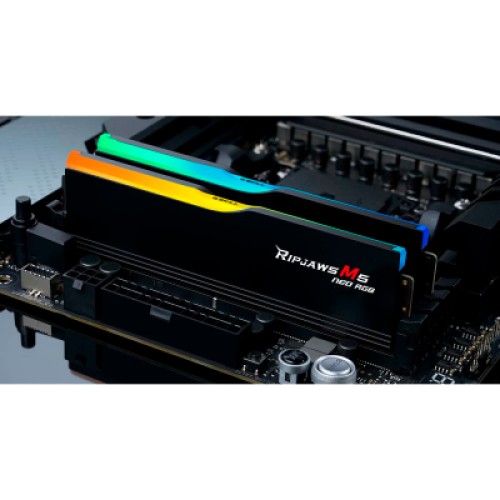 Модуль памяти для компьютера DDR5 32GB (2x16GB) 6400 MHz Ripjaws M5 Neo RGB Matte Black G.Skill (F5-6400J3240G16GX2-RM5NRK)