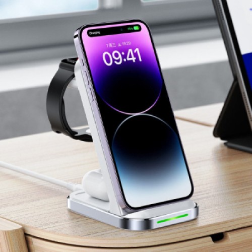 Зарядное устройство Acefast E15 Wireless QI 3in1 15W Black (6974316281986)