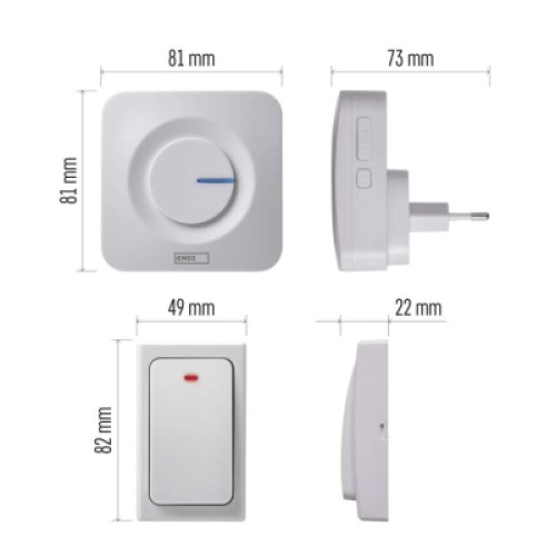 Дверной звонок EMOS беспроводной P5729 питание от сети 220В с кнопкой BATTERY-FREE (P5729)