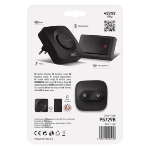 Дверной звонок EMOS беспроводной EMOS P5729B (P5729B)