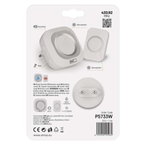 Дверной звонок EMOS беспроводной EMOS P5733W (P5733W)