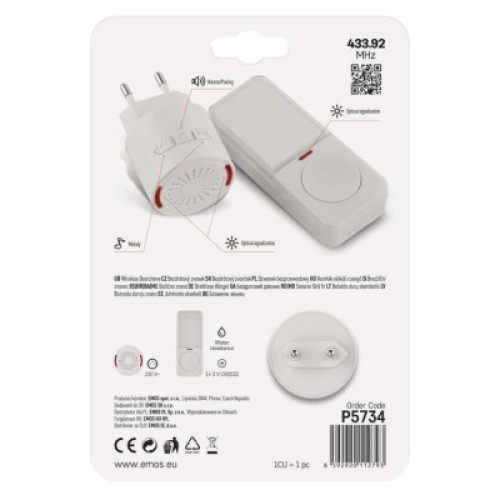 Дверной звонок EMOS беспроводной EMOS P5734 (P5734)