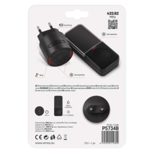 Дверной звонок EMOS беспроводной EMOS P5734B (P5734B)