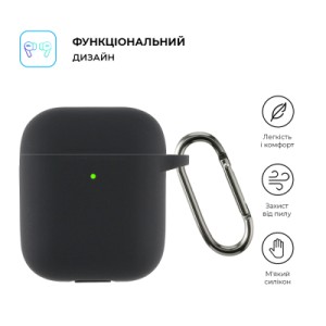 Чехол для наушников Armorstandart Ultrathin Silicone Case With Hook для Apple AirPods 2 Black (ARM59679)
