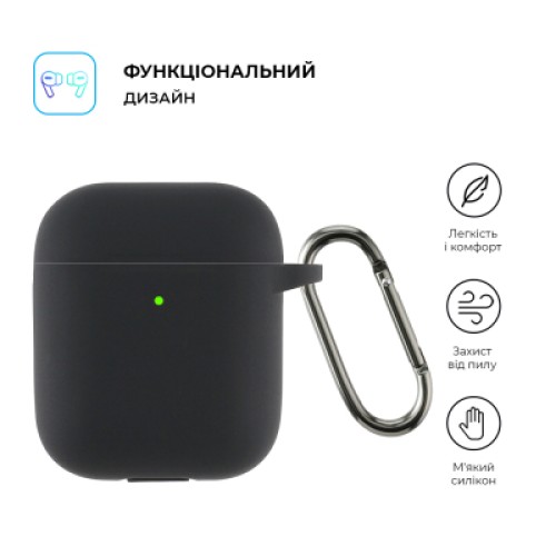 Чехол для наушников Armorstandart Ultrathin Silicone Case With Hook для Apple AirPods 2 Black (ARM59679)