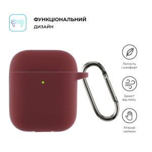 Чехол для наушников Armorstandart Ultrathin Silicone Case With Hook для Apple AirPods 2 Burgundy (ARM59680)