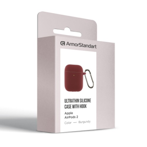 Чехол для наушников Armorstandart Ultrathin Silicone Case With Hook для Apple AirPods 2 Burgundy (ARM59680)