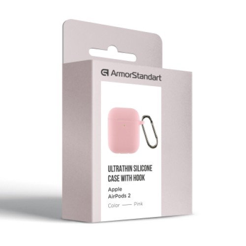 Чехол для наушников Armorstandart Ultrathin Silicone Case With Hook для Apple AirPods 2 Pink (ARM59688)