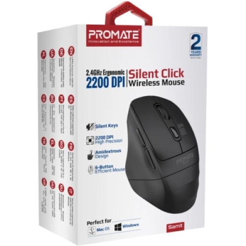 Мышка Promate Samit Wireless Black (samit.black)