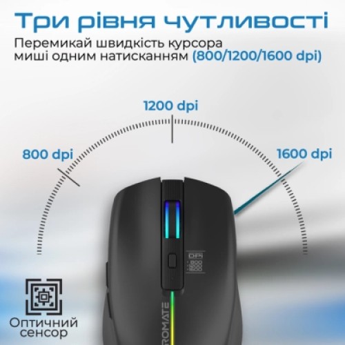 Мышка Promate Kitt Wireless Black (kitt.black)