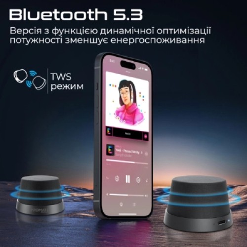 Акустическая система Promate Punch 3 Вт Black (punch.black)
