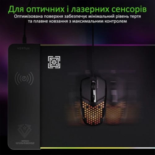 Коврик для мышки Vertux RaftPad-Qi з бездротовою зарядкою 15 Вт Black (raftpad-qi.black)