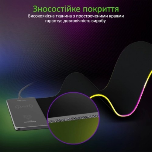 Коврик для мышки Vertux RaftPad-Qi з бездротовою зарядкою 15 Вт Black (raftpad-qi.black)