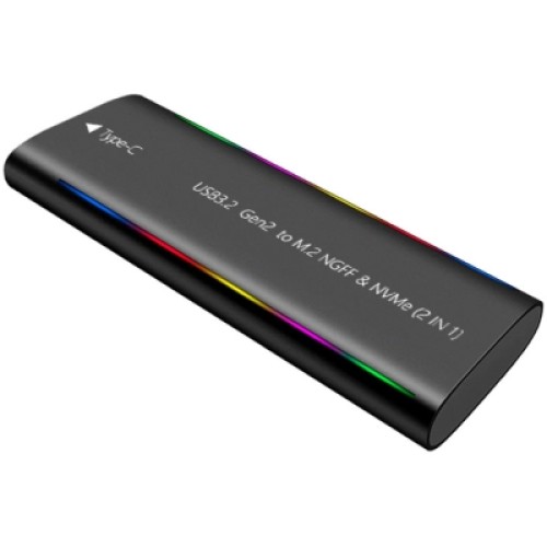 Карман внешний Dynamode M.2 SSD NVMe/SATA combo USB3.2 GEN2 Type-C aluminium black (DM-CAD-SSD10)