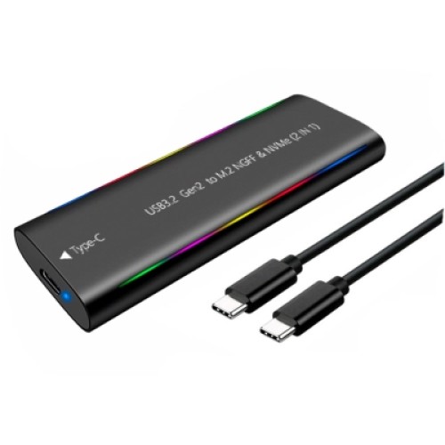 Карман внешний Dynamode M.2 SSD NVMe/SATA combo USB3.2 GEN2 Type-C aluminium black (DM-CAD-SSD10)