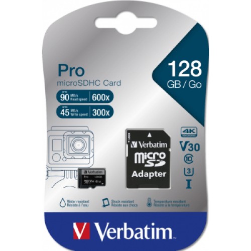 Карта памяти Verbatim 128GB microSDXC class 10 UHS-III PRO (47044)